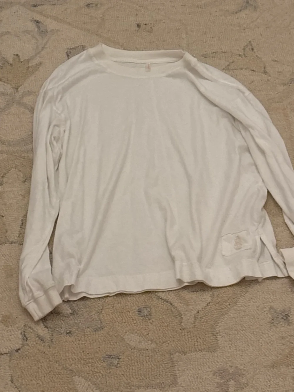 Free People White Long-Sleeve Crewneck Top